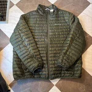 Eddie Bauer EB650 Down Puffer Jacket Mens XXL Olive Green Full Zip